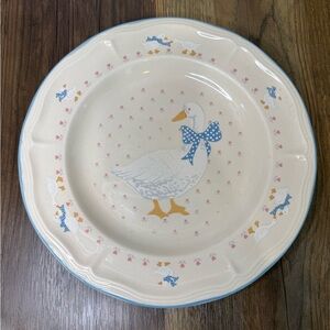 Vintage piece Brick Oven Stoneware - Aunt Rhody Goose Blue Ribbon set 14